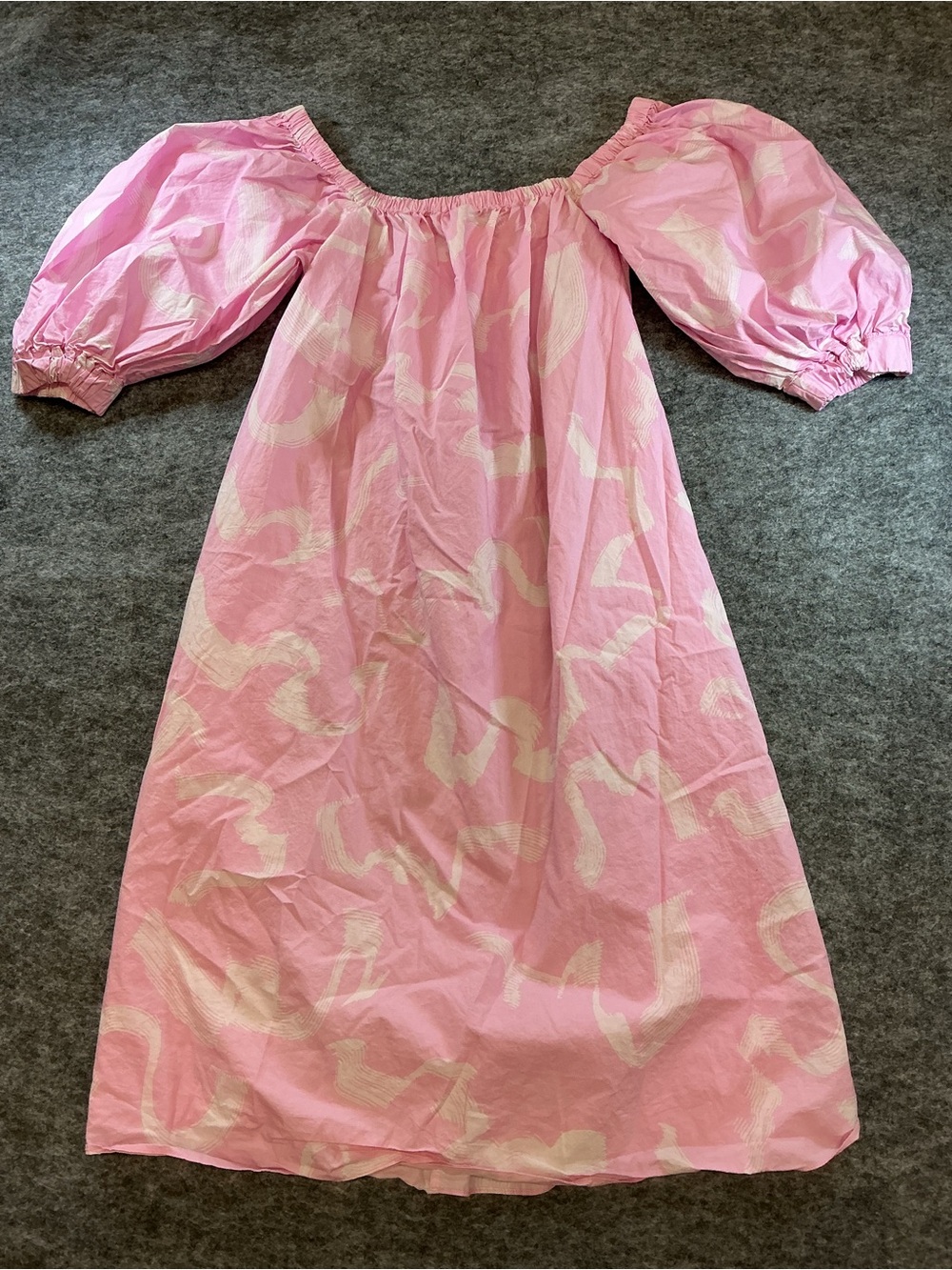 Remain by Birger Christensen Pink Off-Shoulder Dress With White Design Size 10